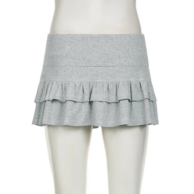 Mooyufo Sweet Solid Pleated Super Mini Skirt Preppy Atyle Sexy Slim Low-Waisted Skirts Women 2024 Summer Fashion Streetwear Lady