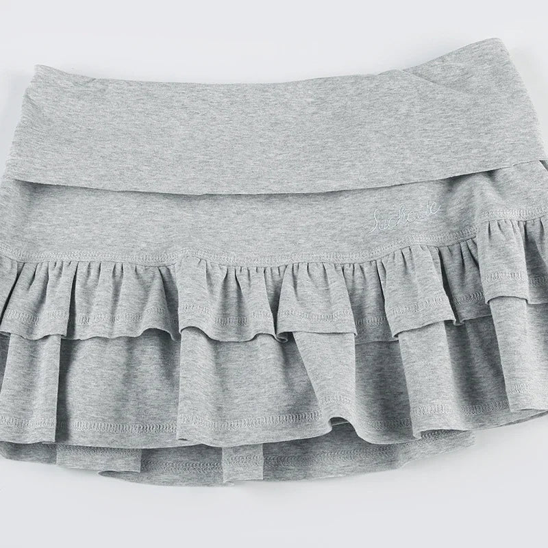 Mooyufo Sweet Solid Pleated Super Mini Skirt Preppy Atyle Sexy Slim Low-Waisted Skirts Women 2024 Summer Fashion Streetwear Lady