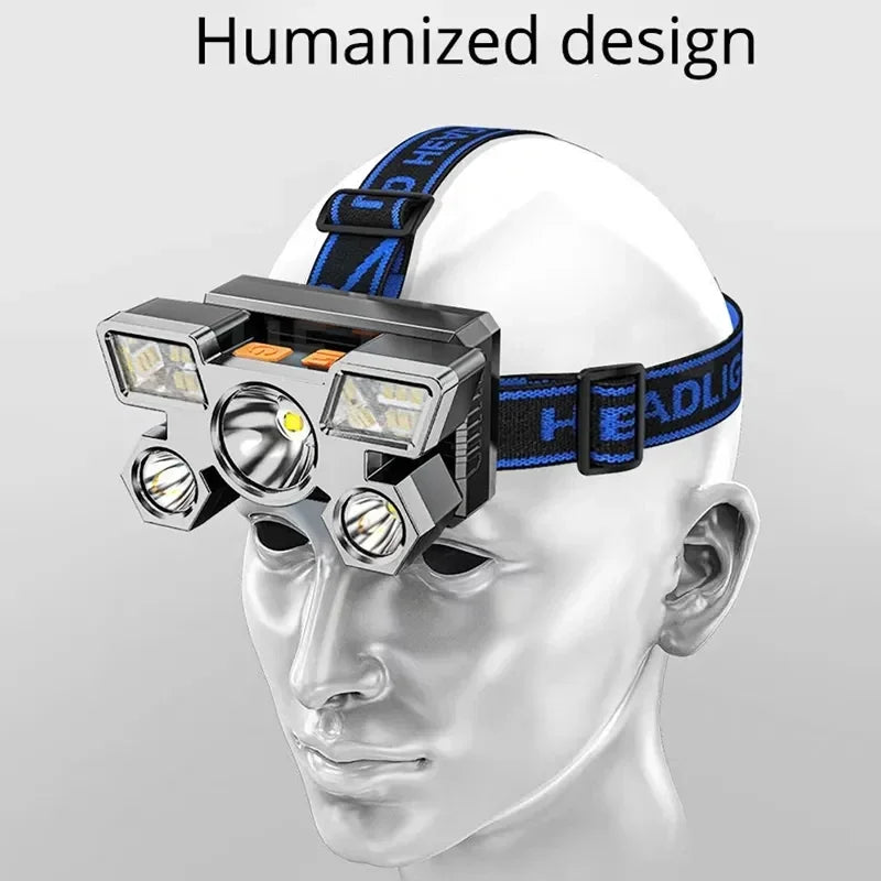 Powerful 5/11 LED Headlamp Built-in 18650 Battery USB Rechargeable Head Flashlight Outdoor Camping Fishing Headlight Lantern