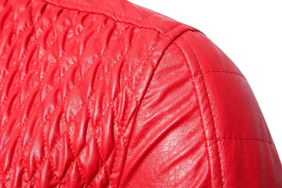 Men's Stand-up Punk Collar Slim Leather Jacket Men Autumn Zipper Decorative Biker Pu Coat