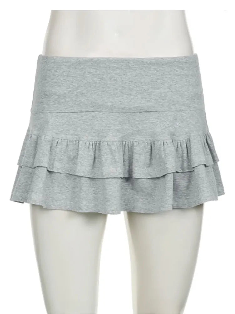 Mooyufo Sweet Solid Pleated Super Mini Skirt Preppy Atyle Sexy Slim Low-Waisted Skirts Women 2024 Summer Fashion Streetwear Lady