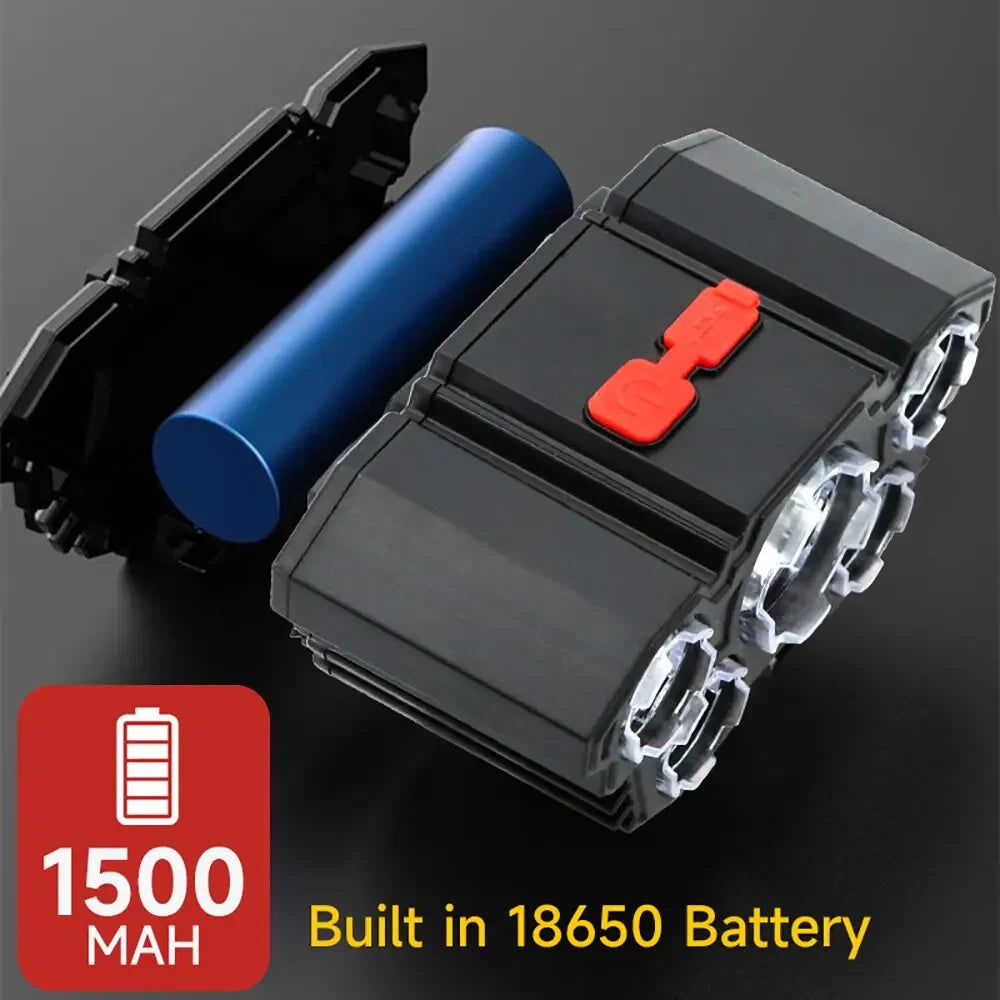 Usb Rechargeable 5 Led Headlamp Super Bright Head-Mounted Strong Flashlight Built-in Battery Outdoor Camping Night Fishing Lamp