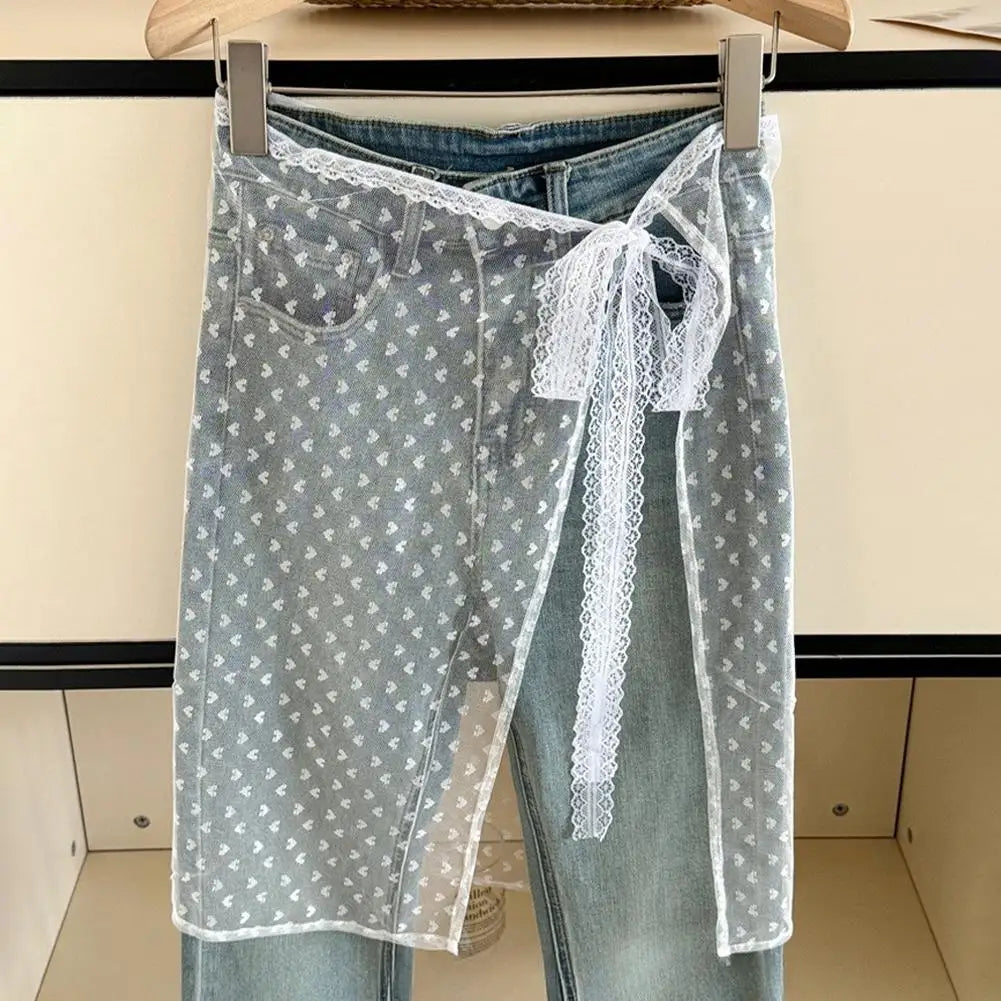 INS Blogger Lace Layered Gauze Skirt Y2k Streetwear Apron Wrap Skirt Lace Up Matching Pants Spicy Girl Stacked Y2k Wrap Skirt