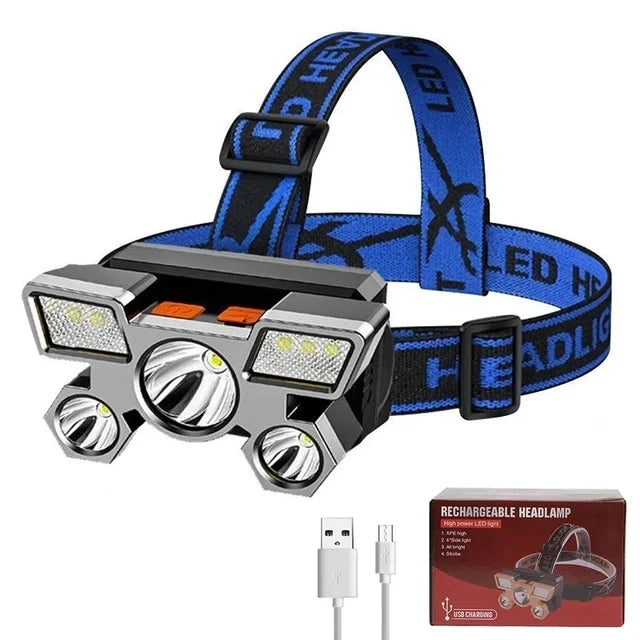 Powerful 5/11 LED Headlamp Built-in 18650 Battery USB Rechargeable Head Flashlight Outdoor Camping Fishing Headlight Lantern