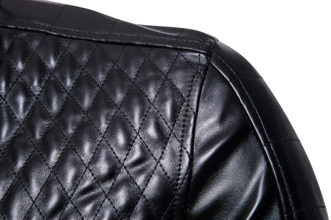 Men's Stand-up Punk Collar Slim Leather Jacket Men Autumn Zipper Decorative Biker Pu Coat
