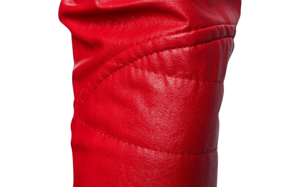 Men's Stand-up Punk Collar Slim Leather Jacket Men Autumn Zipper Decorative Biker Pu Coat