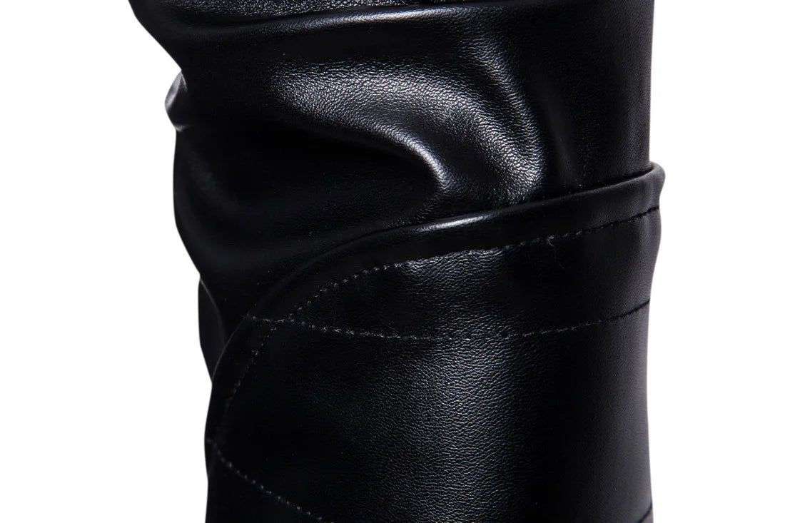 Men's Stand-up Punk Collar Slim Leather Jacket Men Autumn Zipper Decorative Biker Pu Coat